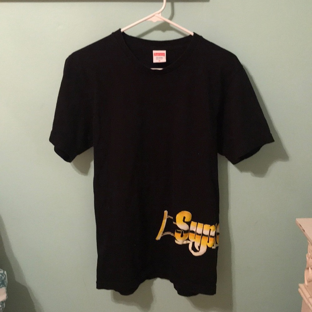 Supreme gold gun logo tee